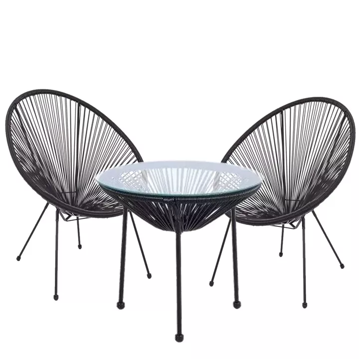 Σετ Τραπεζαρία Κήπου ArteLibre GANYMEDE Μέταλλο Μαύρο Με 2 Πολυθρόνες 14990068