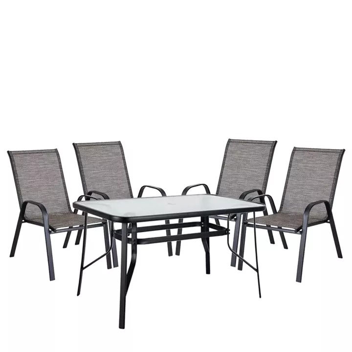 Σετ Τραπεζαρία Κήπου ArteLibre SUN Μέταλλο Μαύρο/Καφέ Με 4 Πολυθρόνες