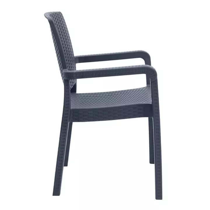 Πολυθρόνα κήπου πολυπροπυλενίου με πλέξη ραττάν χρώμα γκρι 56x60x86,5εκ.