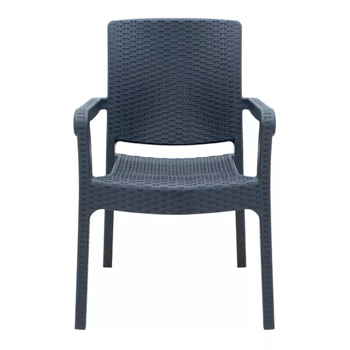 Πολυθρόνα κήπου πολυπροπυλενίου με πλέξη ραττάν χρώμα γκρι 56x60x86,5εκ.