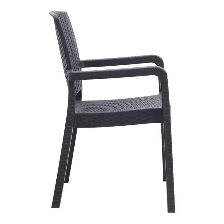 Πολυθρόνα κήπου πολυπροπυλενίου με πλέξη ραττάν χρώμα μαύρο 56x60x86,5εκ.