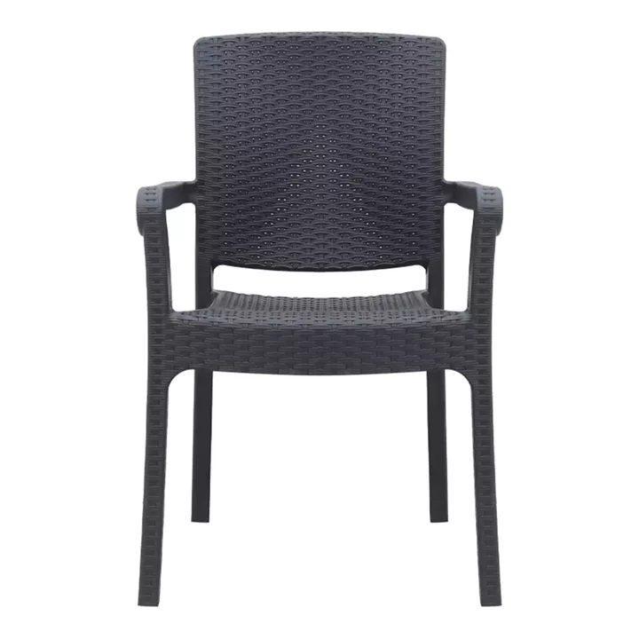 Πολυθρόνα κήπου πολυπροπυλενίου με πλέξη ραττάν χρώμα μαύρο 56x60x86,5εκ.