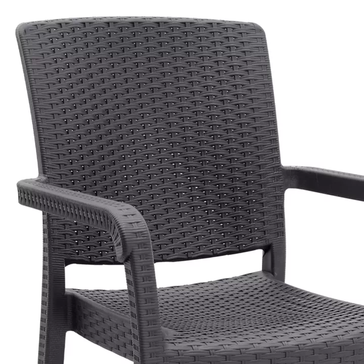 Πολυθρόνα κήπου πολυπροπυλενίου με πλέξη ραττάν χρώμα καφέ 56x60x86,5εκ.