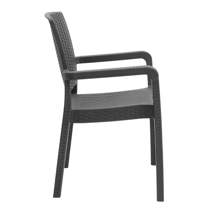 Πολυθρόνα κήπου πολυπροπυλενίου με πλέξη ραττάν χρώμα καφέ 56x60x86,5εκ.