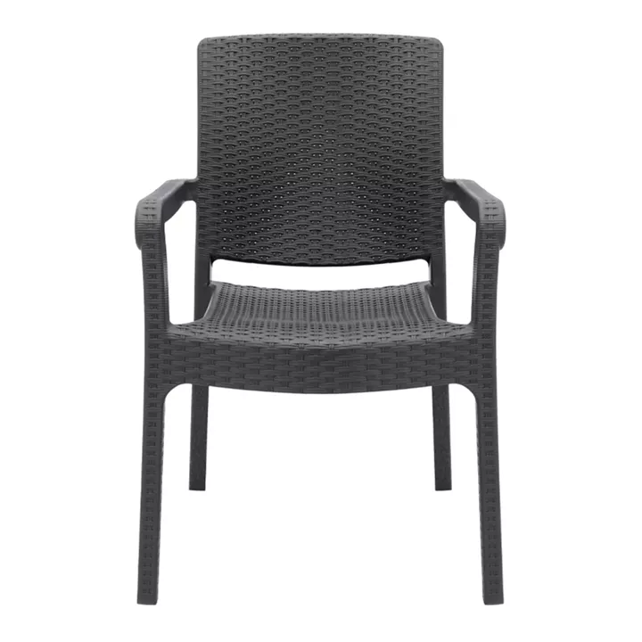 Πολυθρόνα κήπου πολυπροπυλενίου με πλέξη ραττάν χρώμα καφέ 56x60x86,5εκ.