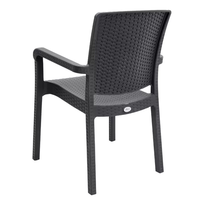 Πολυθρόνα κήπου πολυπροπυλενίου με πλέξη ραττάν χρώμα καφέ 56x60x86,5εκ.