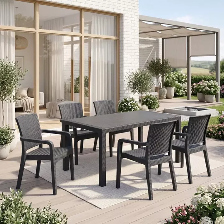 Τραπέζι πολυπροπυλενίου Kalan Megapap χρώμα ανθρακί 150x90x75εκ.