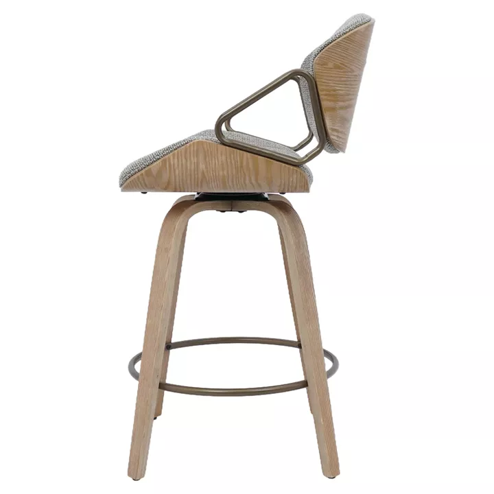 Σκαμπό Bar ArteLibre MIRALIS Ανοιχτό Γκρι/Φυσικό 52x52x93cm