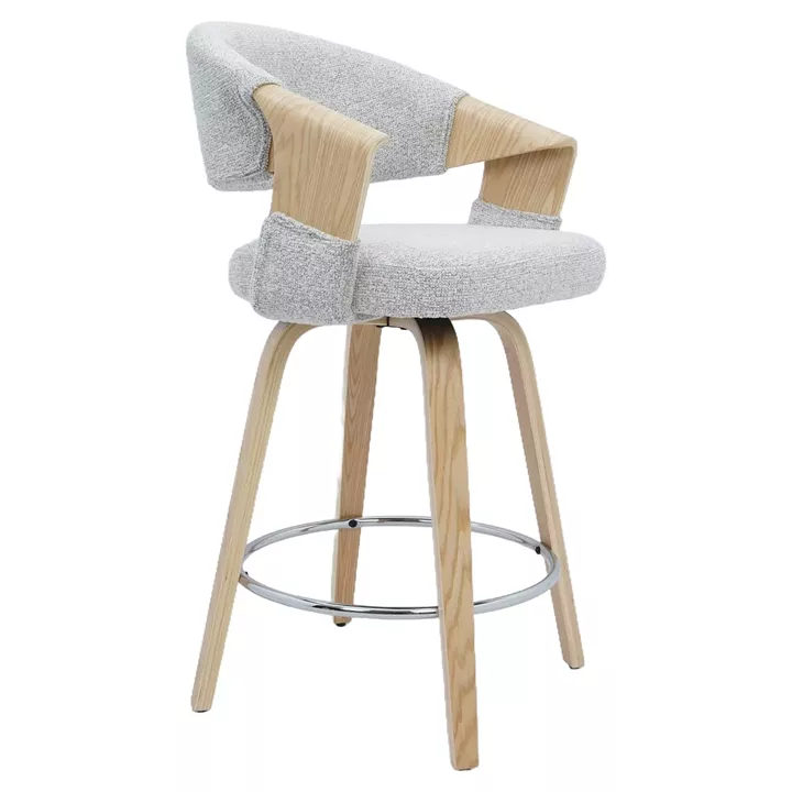 Σκαμπό Bar ArteLibre VIONARA Ανοιχτό Γκρι/Φυσικό 55x52.5x95cm