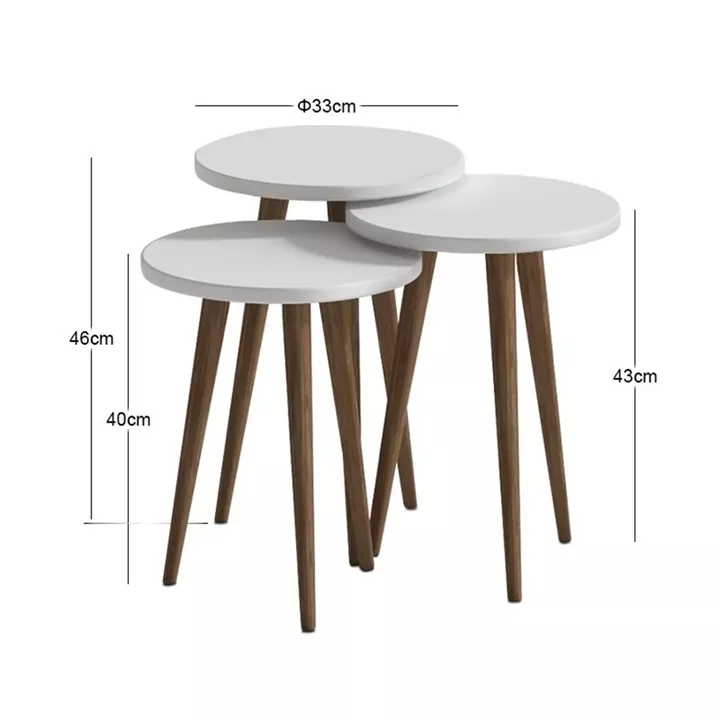 Τραπεζάκι βοηθητικό σετ 3 τμχ Cruz Megapap χρώμα λευκό Ø33x46εκ.