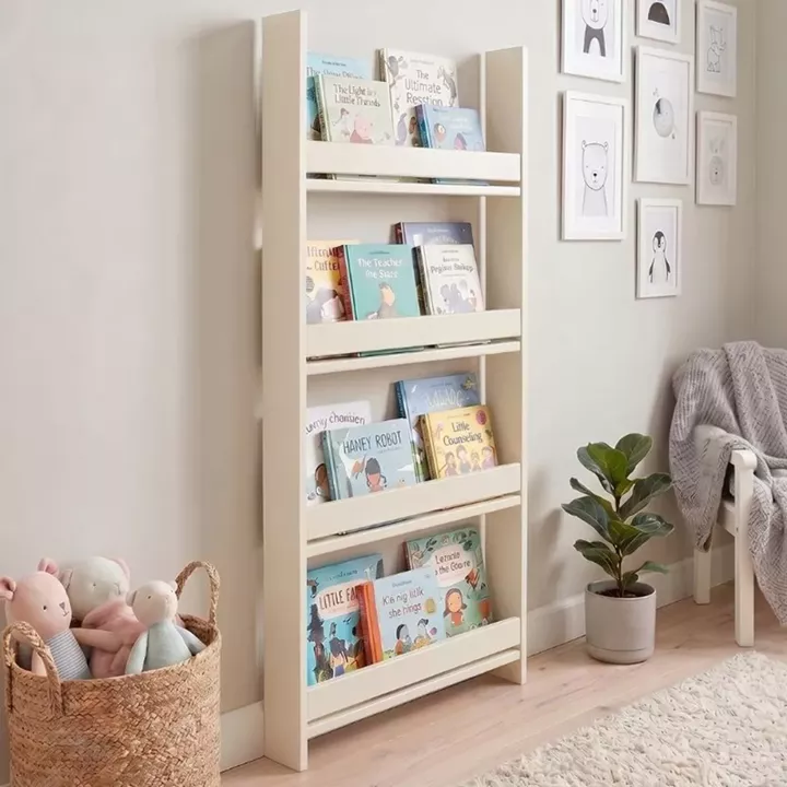 Επιτοίχια βιβλιοθήκη - ραφιέρα Montessori Megapap χρώμα κρεμ 60x10x120εκ.