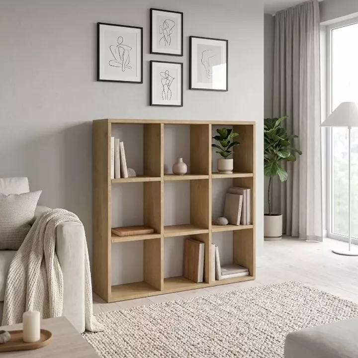 Βιβλιοθήκη Cube Megapap χρώμα sapphire oak 90x30x90εκ.