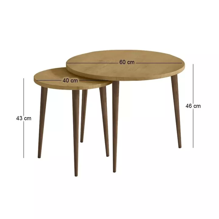 Τραπεζάκι σαλονιού σετ 2 τμχ Nola Megapap χρώμα sapphire oak Ø60x46εκ.