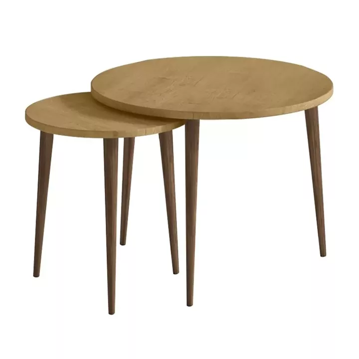 Τραπεζάκι σαλονιού σετ 2 τμχ Nola Megapap χρώμα sapphire oak Ø60x46εκ.