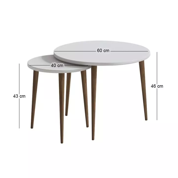 Τραπεζάκι σαλονιού σετ 2 τμχ Nola Megapap χρώμα λευκό Ø60x46εκ.