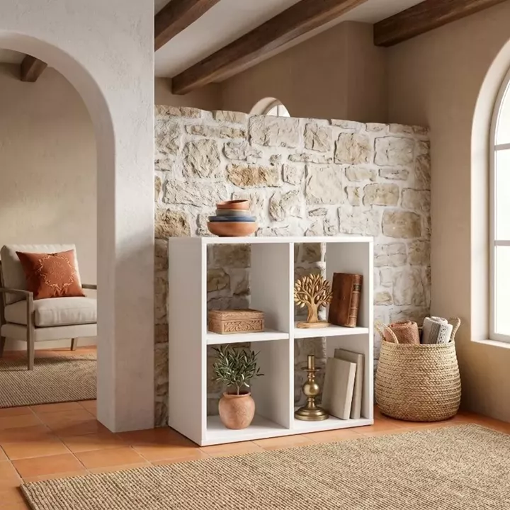 Βιβλιοθήκη Cube Megapap χρώμα λευκό 60x30x60εκ.