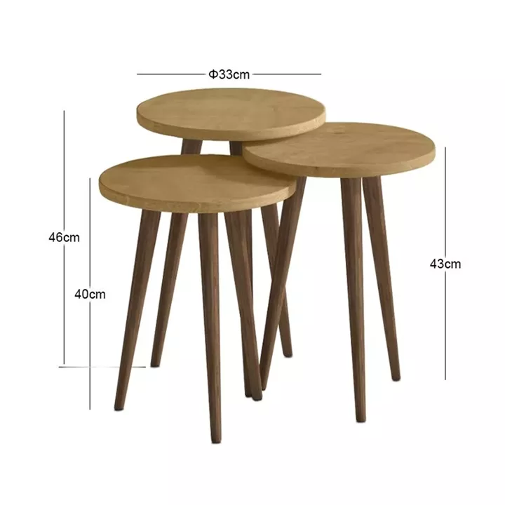 Τραπεζάκι βοηθητικό σετ 3 τμχ Cruz Megapap χρώμα sapphire oak Ø33x46εκ.