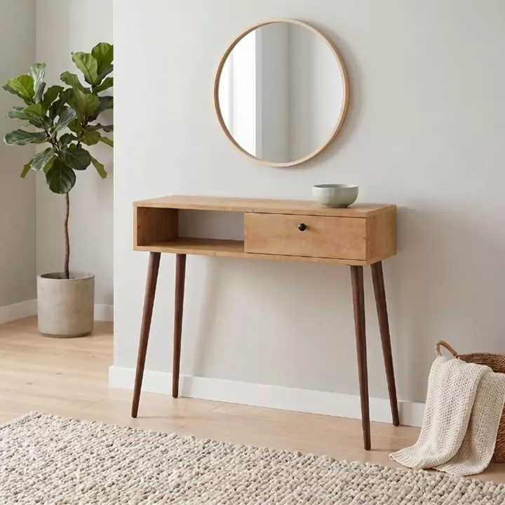 Κονσόλα Napoli Megapap χρώμα sapphire oak 90x29x88εκ.