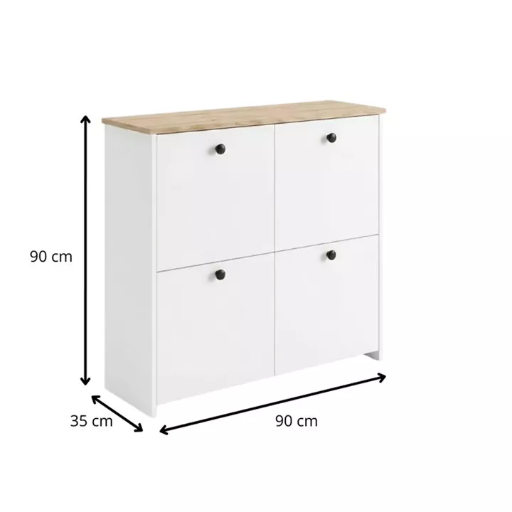 Παπουτσοθήκη Palma Megapap χρώμα λευκό - sapphire oak 90x35x90εκ.