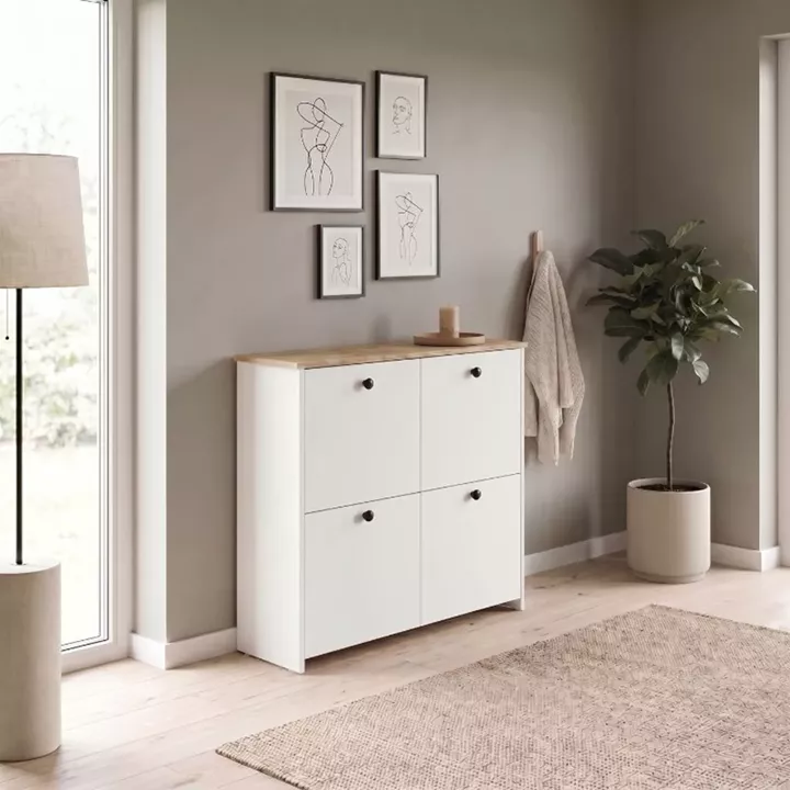 Παπουτσοθήκη Palma Megapap χρώμα λευκό - sapphire oak 90x35x90εκ.