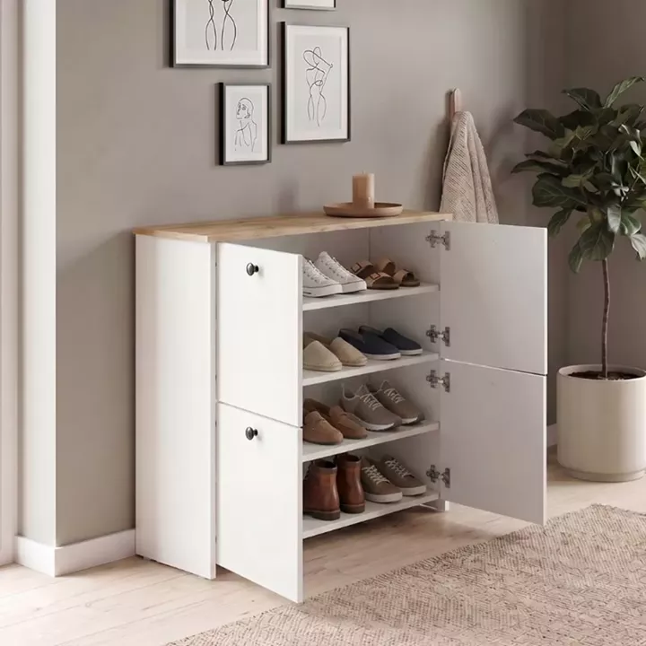 Παπουτσοθήκη Palma Megapap χρώμα λευκό - sapphire oak 90x35x90εκ.