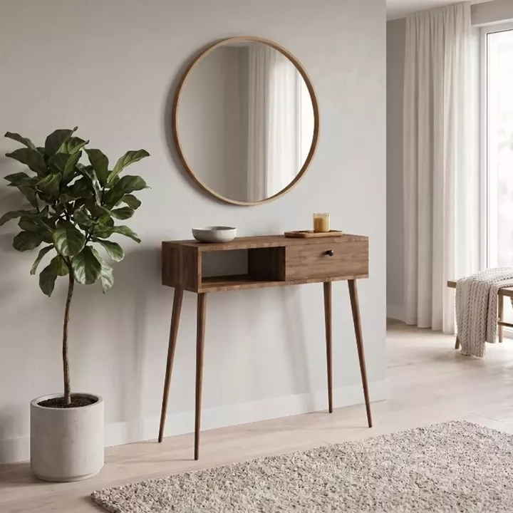 Κονσόλα Napoli Megapap χρώμα καρυδί 90x29x88εκ.