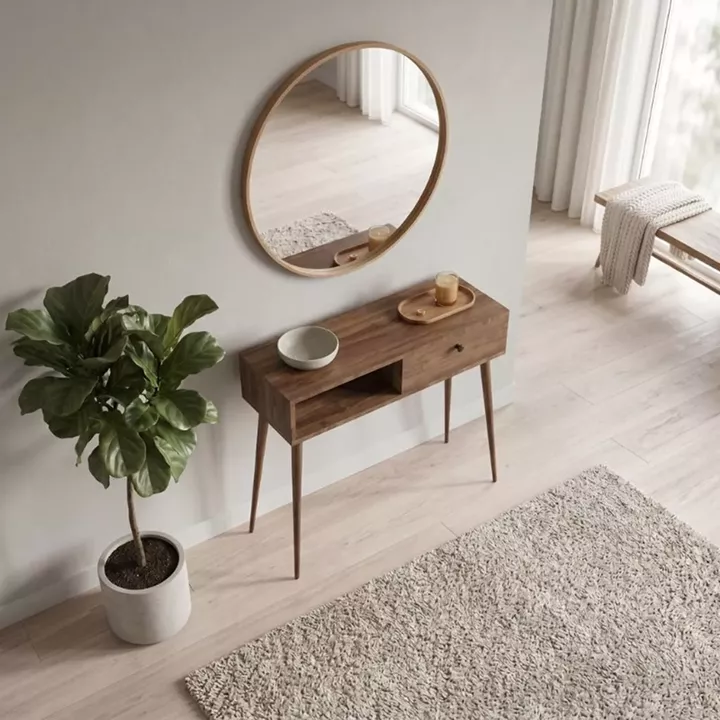 Κονσόλα Napoli Megapap χρώμα καρυδί 90x29x88εκ.