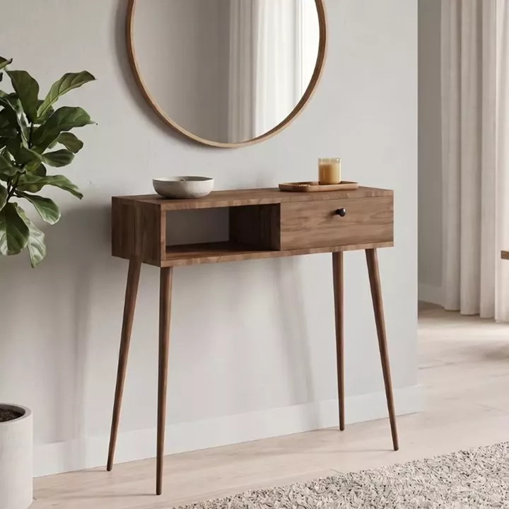 Κονσόλα Napoli Megapap χρώμα καρυδί 90x29x88εκ.