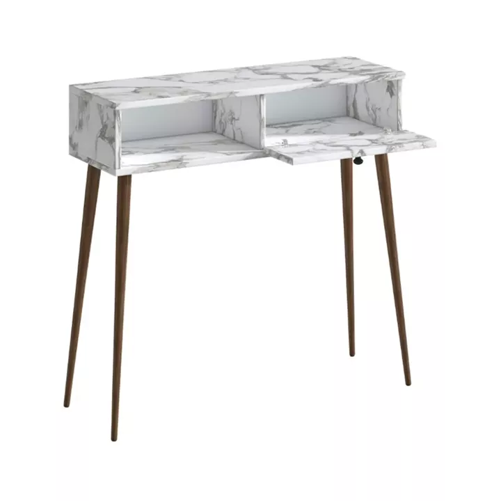 Κονσόλα Napoli Megapap χρώμα λευκό εφέ μαρμάρου 90x29x88εκ.