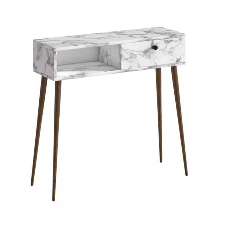 Κονσόλα Napoli Megapap χρώμα λευκό εφέ μαρμάρου 90x29x88εκ.