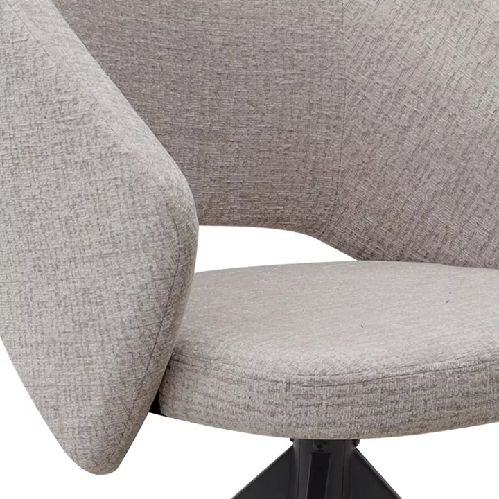 Πολυθρόνα τραπεζαρίας Milano Megapap περιστρεφόμενη χρώμα ανοιχτό μπεζ ύφασμα - μεταλλικό μαύρο πόδι 64x64x83εκ.