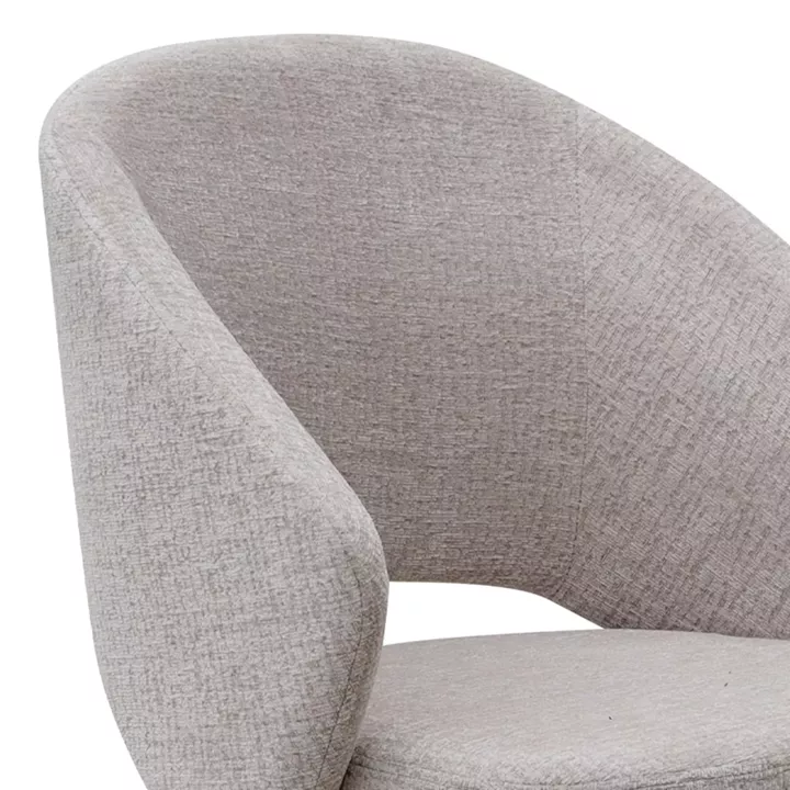 Πολυθρόνα τραπεζαρίας Milano Megapap περιστρεφόμενη χρώμα ανοιχτό μπεζ ύφασμα - μεταλλικό μαύρο πόδι 64x64x83εκ.