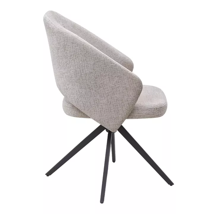 Πολυθρόνα τραπεζαρίας Milano Megapap περιστρεφόμενη χρώμα ανοιχτό μπεζ ύφασμα - μεταλλικό μαύρο πόδι 64x64x83εκ.