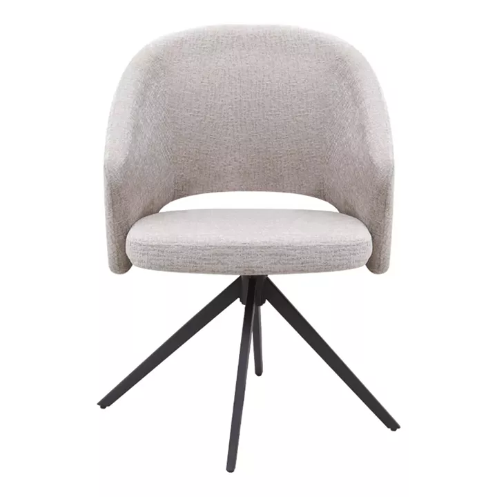 Πολυθρόνα τραπεζαρίας Milano Megapap περιστρεφόμενη χρώμα ανοιχτό μπεζ ύφασμα - μεταλλικό μαύρο πόδι 64x64x83εκ.