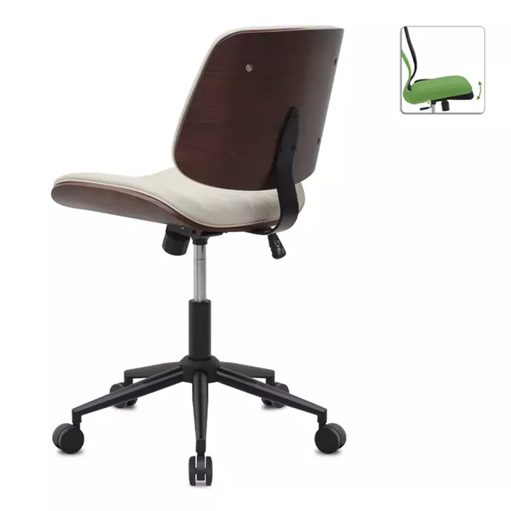 Καρέκλα γραφείου Corina Megapap από τεχνόδερμα χρώμα ανοιχτό μπεζ 60x65x82/92εκ.