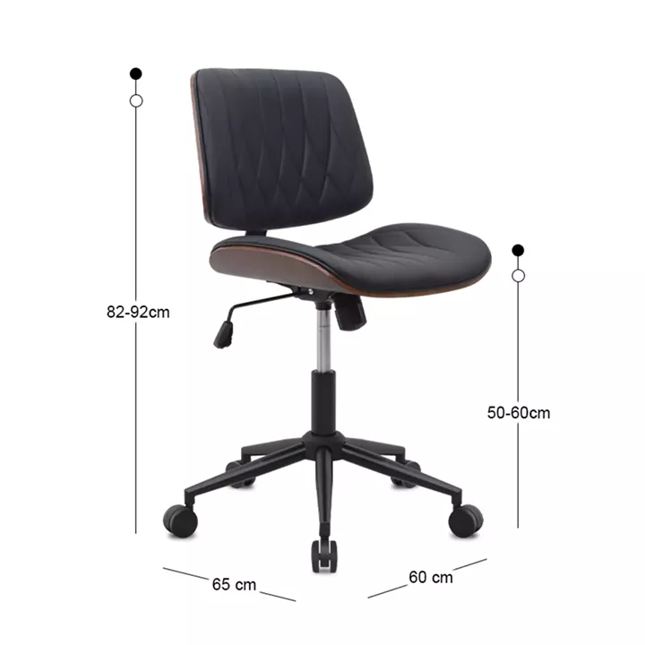 Καρέκλα γραφείου Corina Megapap από τεχνόδερμα χρώμα μαύρο 60x65x82/92εκ.