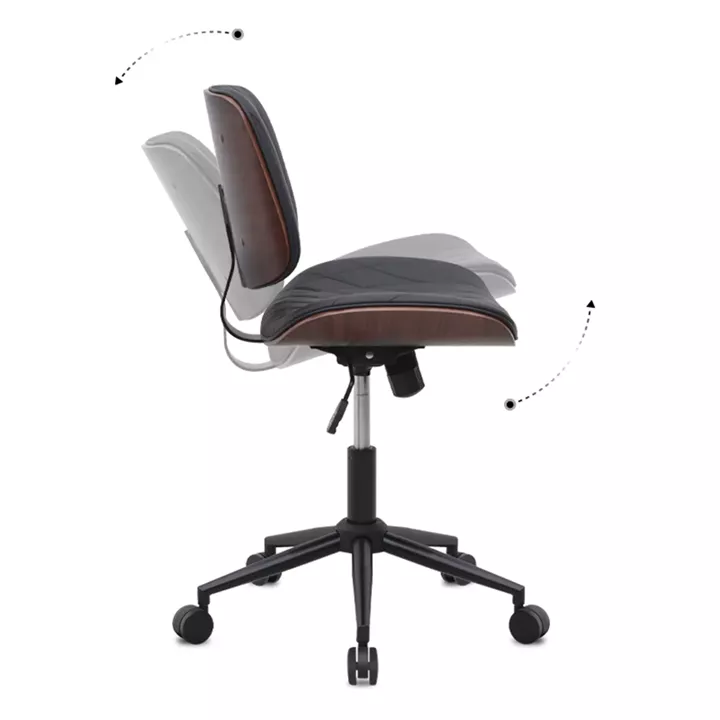 Καρέκλα γραφείου Corina Megapap από τεχνόδερμα χρώμα μαύρο 60x65x82/92εκ.