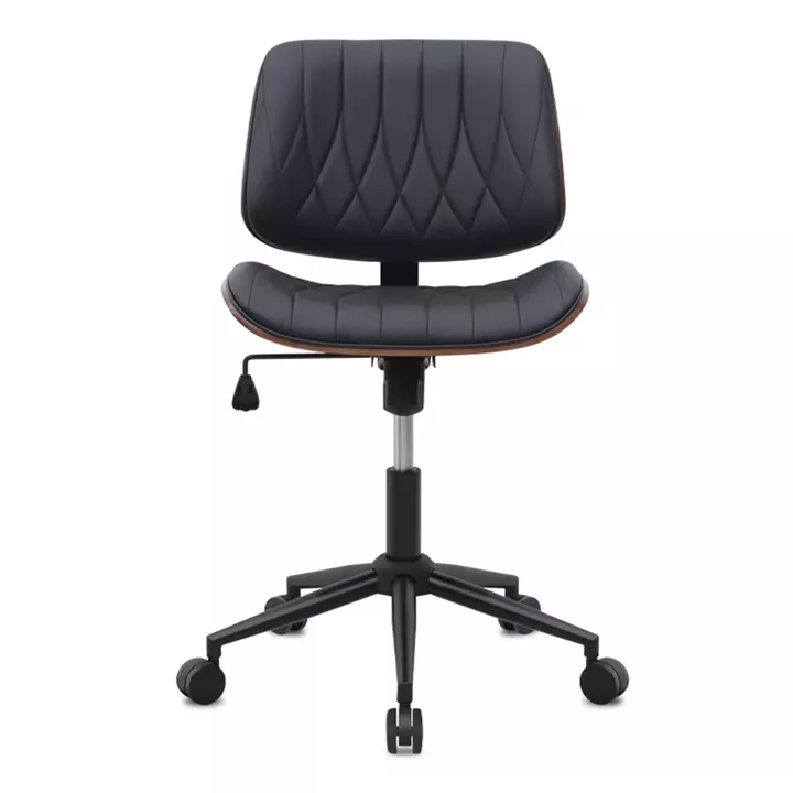 Καρέκλα γραφείου Corina Megapap από τεχνόδερμα χρώμα μαύρο 60x65x82/92εκ.