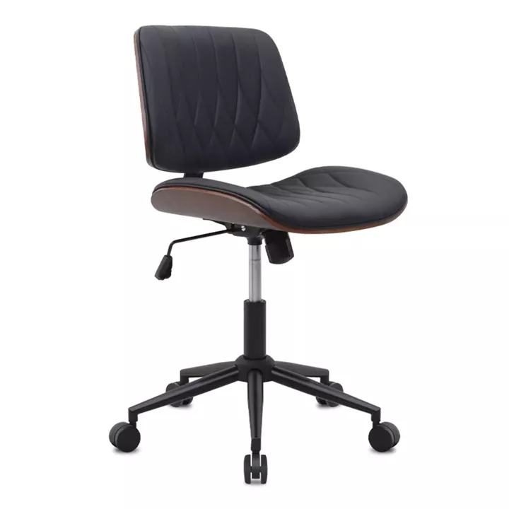 Καρέκλα γραφείου Corina Megapap από τεχνόδερμα χρώμα μαύρο 60x65x82/92εκ.