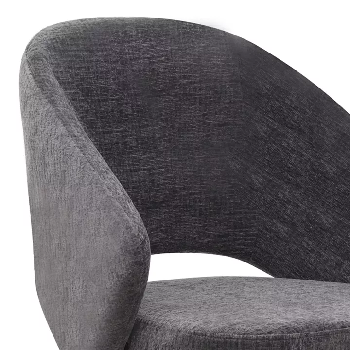 Πολυθρόνα τραπεζαρίας Milano Megapap περιστρεφόμενη χρώμα ανθρακί ύφασμα - μεταλλικό μαύρο πόδι 64x64x83εκ.