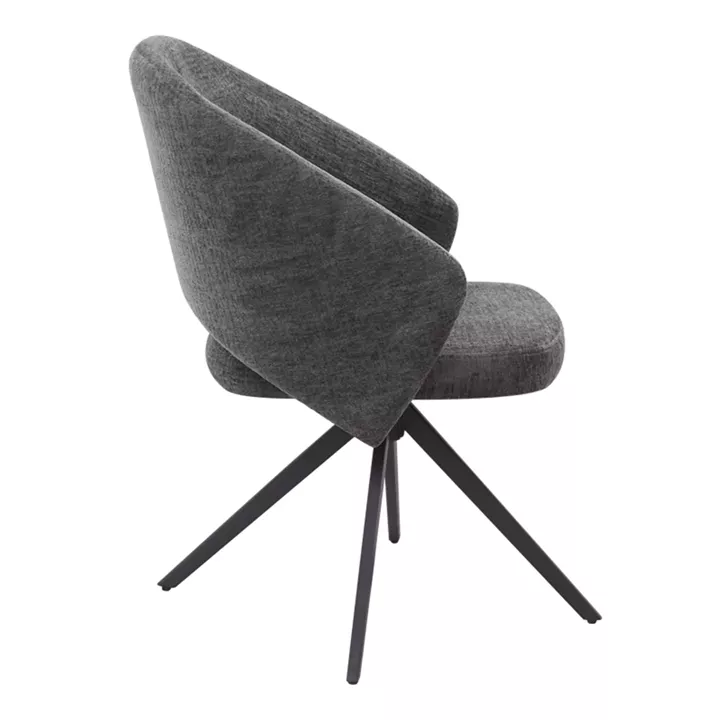 Πολυθρόνα τραπεζαρίας Milano Megapap περιστρεφόμενη χρώμα ανθρακί ύφασμα - μεταλλικό μαύρο πόδι 64x64x83εκ.