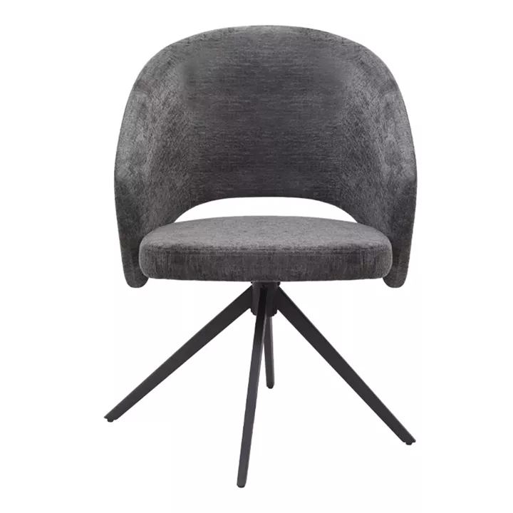 Πολυθρόνα τραπεζαρίας Milano Megapap περιστρεφόμενη χρώμα ανθρακί ύφασμα - μεταλλικό μαύρο πόδι 64x64x83εκ.