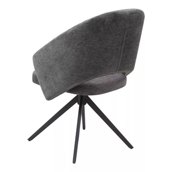 Πολυθρόνα τραπεζαρίας Milano Megapap περιστρεφόμενη χρώμα ανθρακί ύφασμα - μεταλλικό μαύρο πόδι 64x64x83εκ.