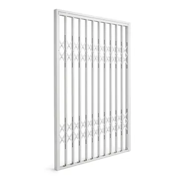 Πτυσσόμενο κάγκελο ασφαλείας Dimi 2,0 τ.μ. σε λευκό χρώμα, εξολοκλήρου γαλβανιζέ, για πόρτες, παράθυρα και επαγγελματικούς χώρους | VB Store