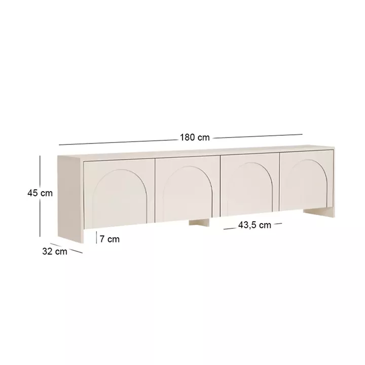 Έπιπλο τηλεόρασης Aurelia Megapap χρώμα κρεμ 180x32x45εκ.