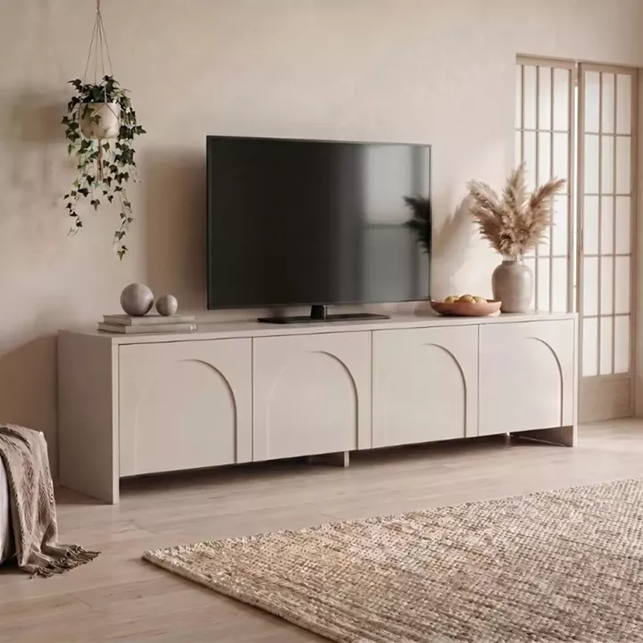 Έπιπλο τηλεόρασης Aurelia Megapap χρώμα κρεμ 180x32x45εκ.