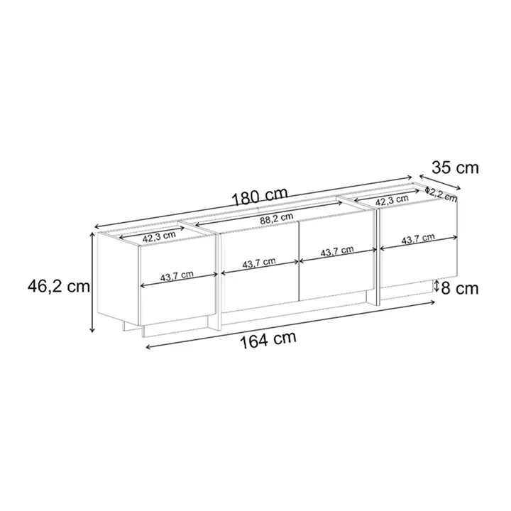 Έπιπλο τηλεόρασης Dorma Megapap χρώμα καρυδί 180x35x46,2εκ.
