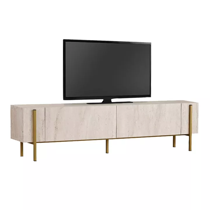 Έπιπλο τηλεόρασης Nexus Megapap χρώμα travertine - χρυσό 180x30x45,5εκ.