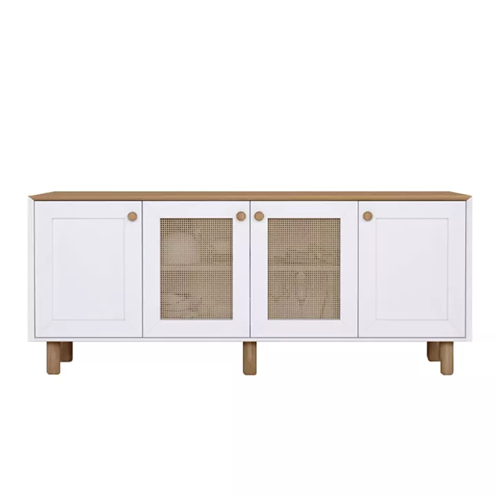 Μπουφές Bohemian Megapap χρώμα λευκό - φυσικό οξιάς 180x40x75εκ.
