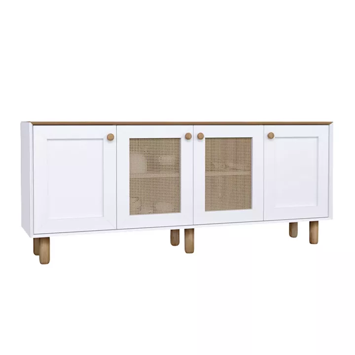 Μπουφές Bohemian Megapap χρώμα λευκό - φυσικό οξιάς 180x40x75εκ.